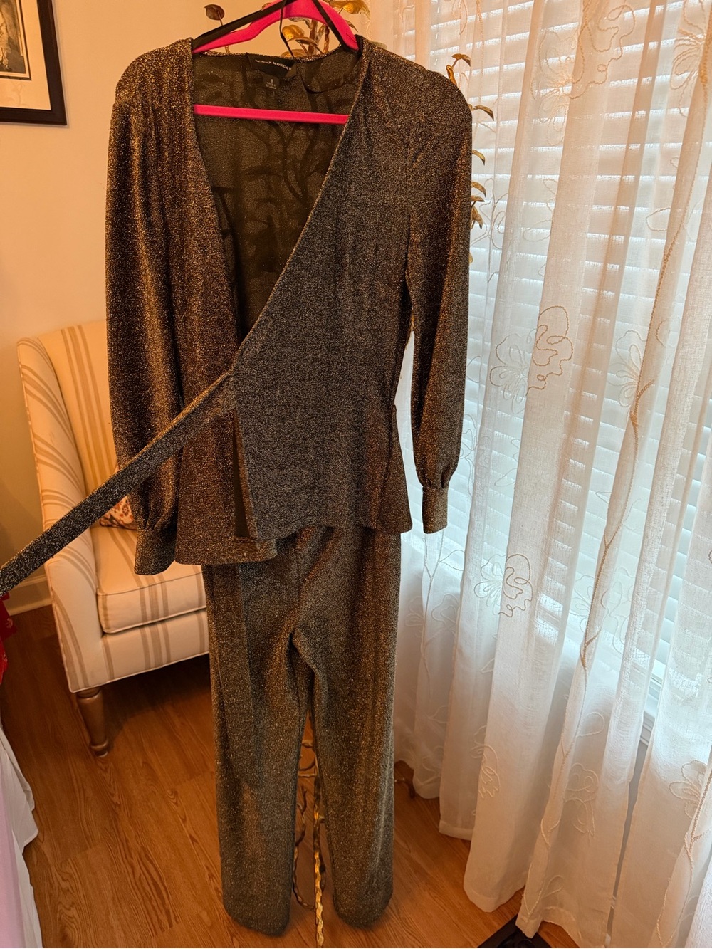 Donna Morgan Black Metallic Knit Top